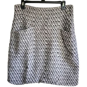Vintage Chanel Tweed Skirt Black White Size 40 Silk Lining Wool Blend *flaw
